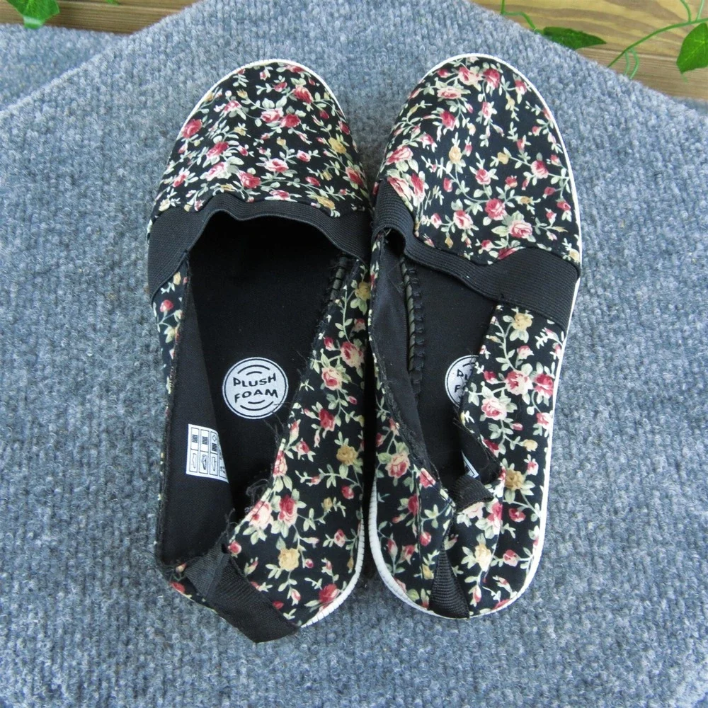 Rocket Dog Plush Foam Women Flat Shoes‎ Black Fabric Slip On Size 6.5 Medium